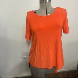 Classic Womens Top‎ Size Medium Orange Short Sleeve Tunic Preppy Casual Pullover